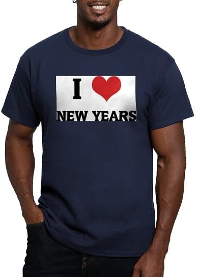 CafePress I Love NEW Years Fitted T Shirt Men's Semi-Fitted Classic Cotton T-Shirt - Navy