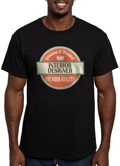 CafePress Interior Designer Vintage Logo Fitted T Shirt Men's Semi-Fitted Classic Cotton T-Shirt - Black