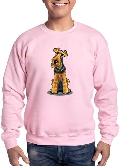 CafePress Airedale Welsh Terrier Sweatshirt (Dark) Classic Crew Neck Light Sweatshirt - Pink