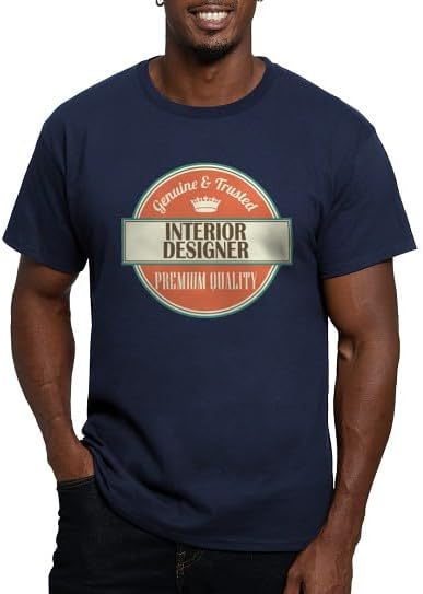CafePress Interior Designer Vintage Logo Fitted T Shirt Men's Semi-Fitted Classic Cotton T-Shirt - Navy