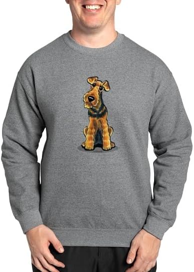 CafePress Airedale Welsh Terrier Sweatshirt (Dark) Classic Crew Neck Light Sweatshirt - Graphite Gray