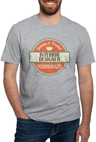 CafePress Interior Designer Vintage Logo Fitted T Shirt Men's Semi-Fitted Classic Cotton T-Shirt - Heather Gray