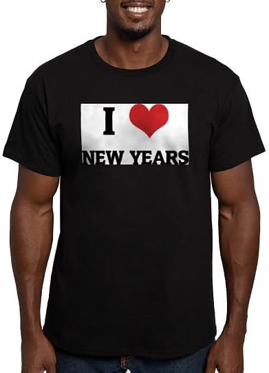 CafePress I Love NEW Years Fitted T Shirt Men's Semi-Fitted Classic Cotton T-Shirt - Black