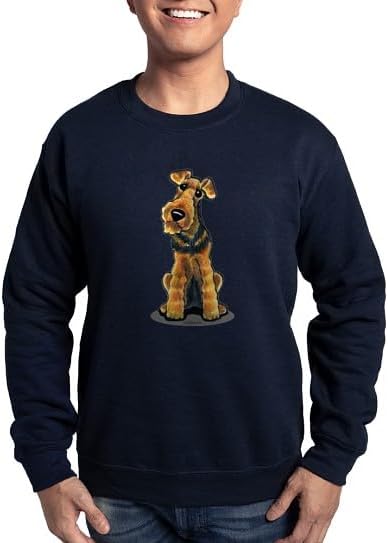 CafePress Airedale Welsh Terrier Sweatshirt (Dark) Classic Crew Neck Light Sweatshirt - Navy