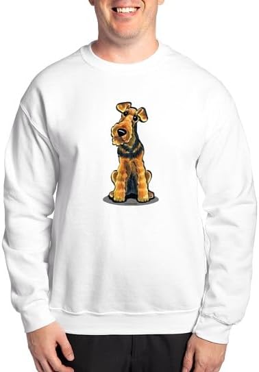 CafePress Airedale Welsh Terrier Sweatshirt (Dark) Classic Crew Neck Light Sweatshirt - White