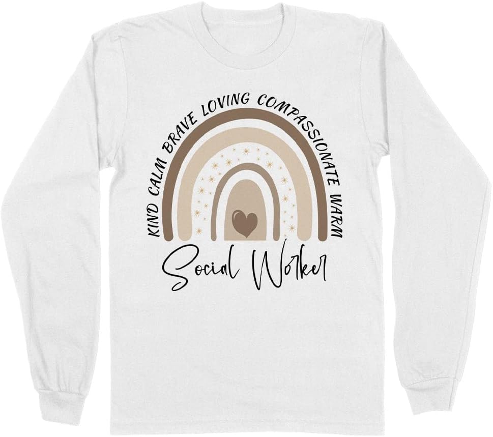 Rainbow Social Worker Long Sleeve Shirt Unisex - White