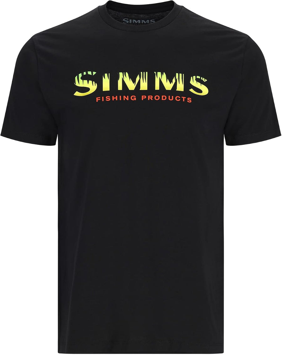 Simms Men's M's Logo T-Shirt - Black - Neon
