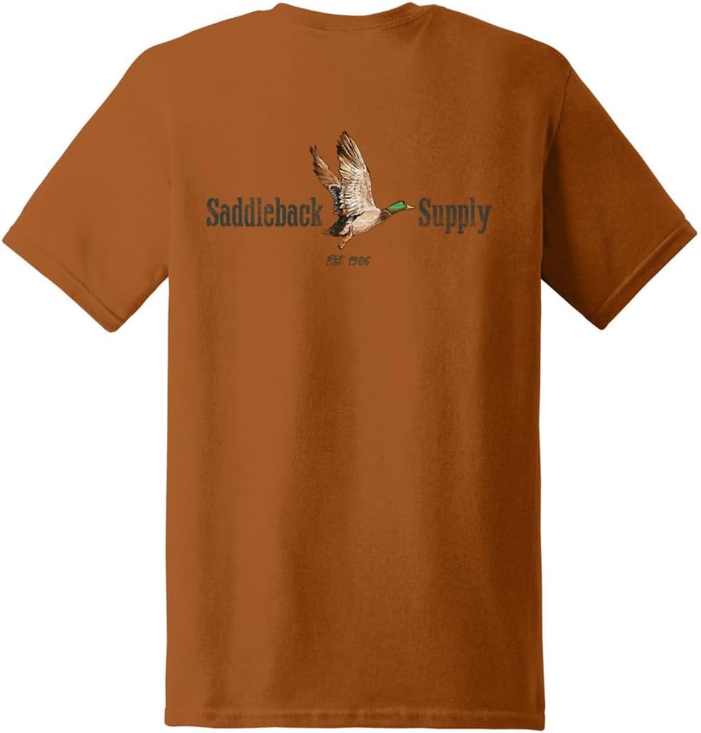 Saddleback Supply Men's Shoot 'Em Logo Heavy Cotton Hunting Tees - Texas Orange \/ Shoot 'Em Logo