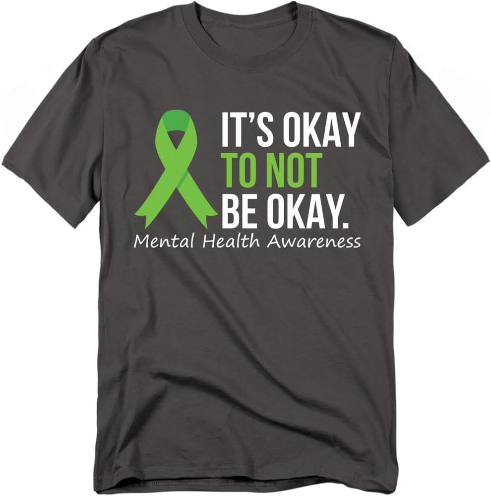 Popfunk It’s Okay T Shirt – Mental Health Awareness Tee, Inspirational Unisex Adult Shirt for Men or Women - As Pictured