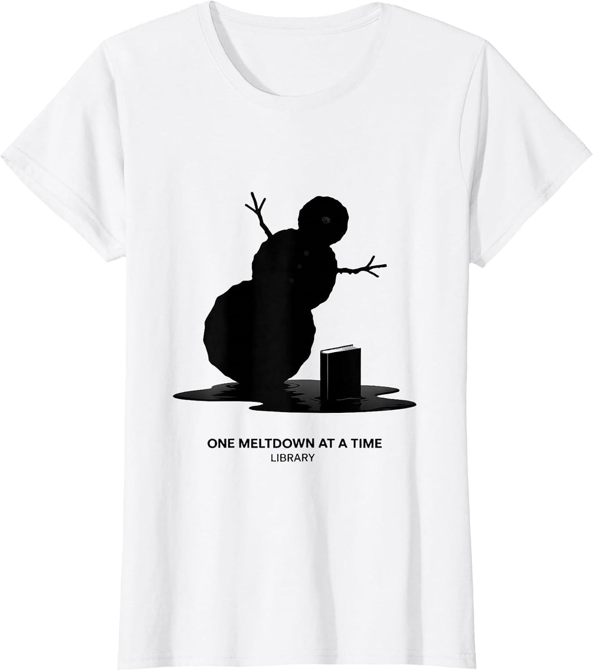 Women's One Meltdown At A Time Library Teacher Christmas Snowman T-Shirt - White