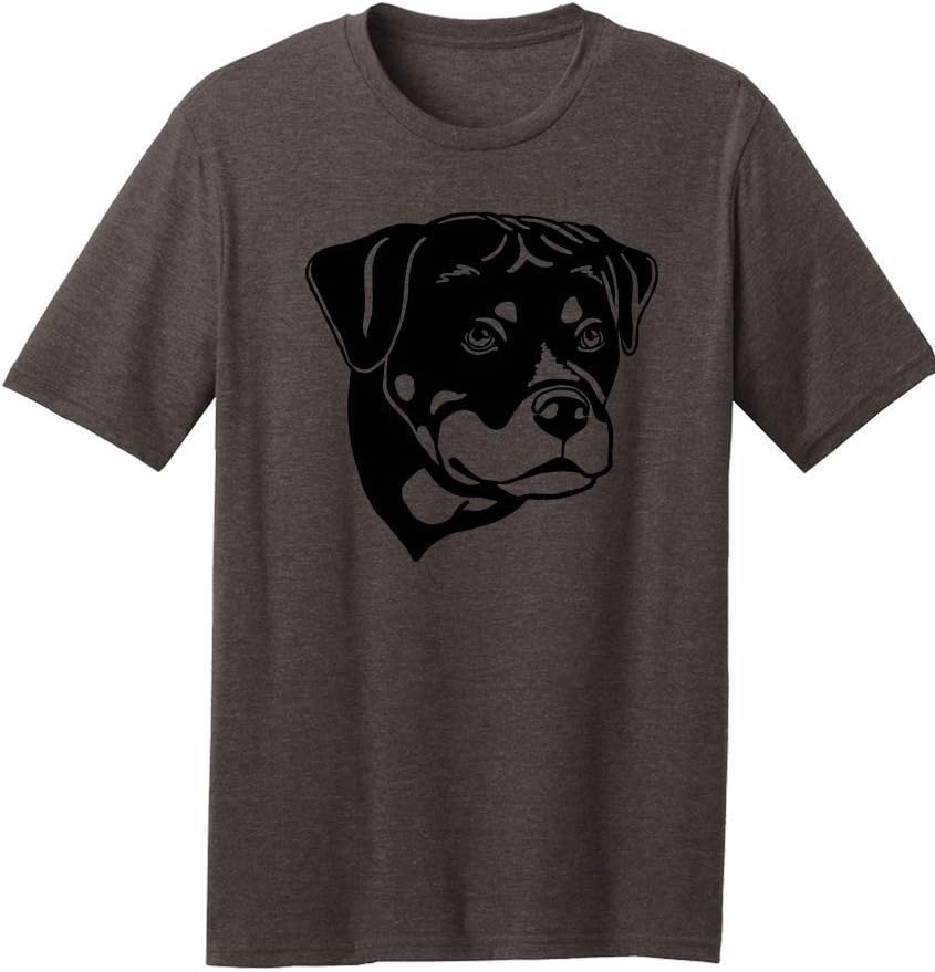 Dogline Mens Rottweiler Dog Lovers Graphic Tee Shirt - Heather Brown