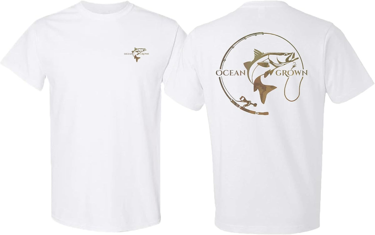 Ocean Grown Snook Hook Fishing T-Shirt Men's - White