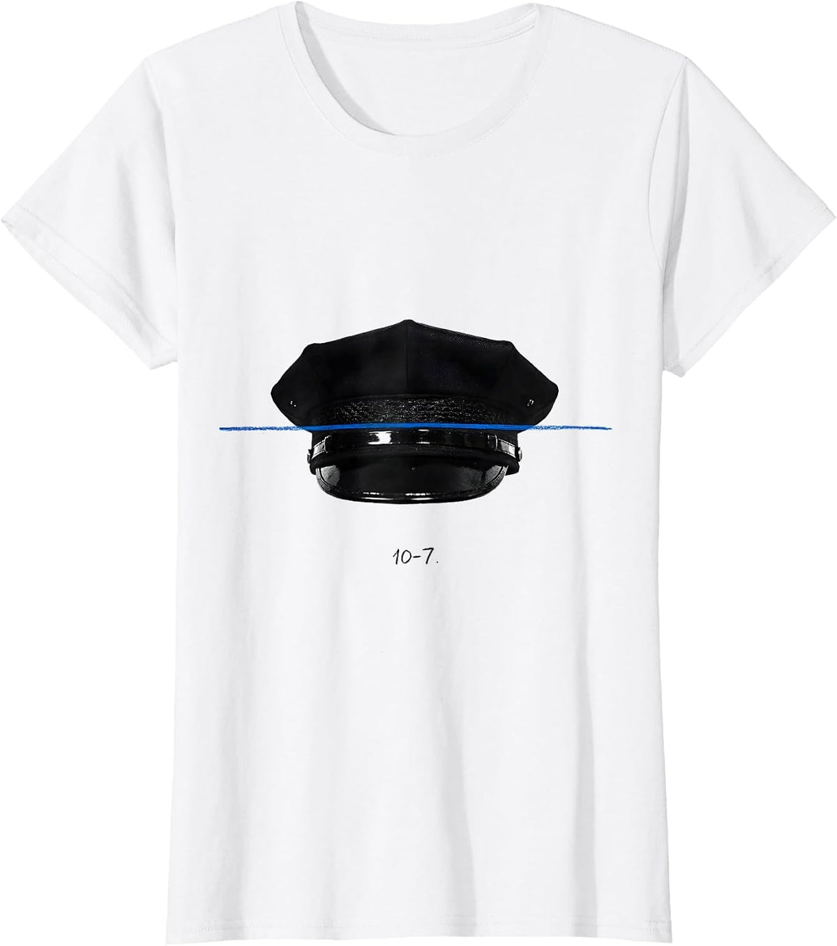 Women's 10-7 Thin Blue Line Police Support Tribute Law Enforcement T-Shirt - White