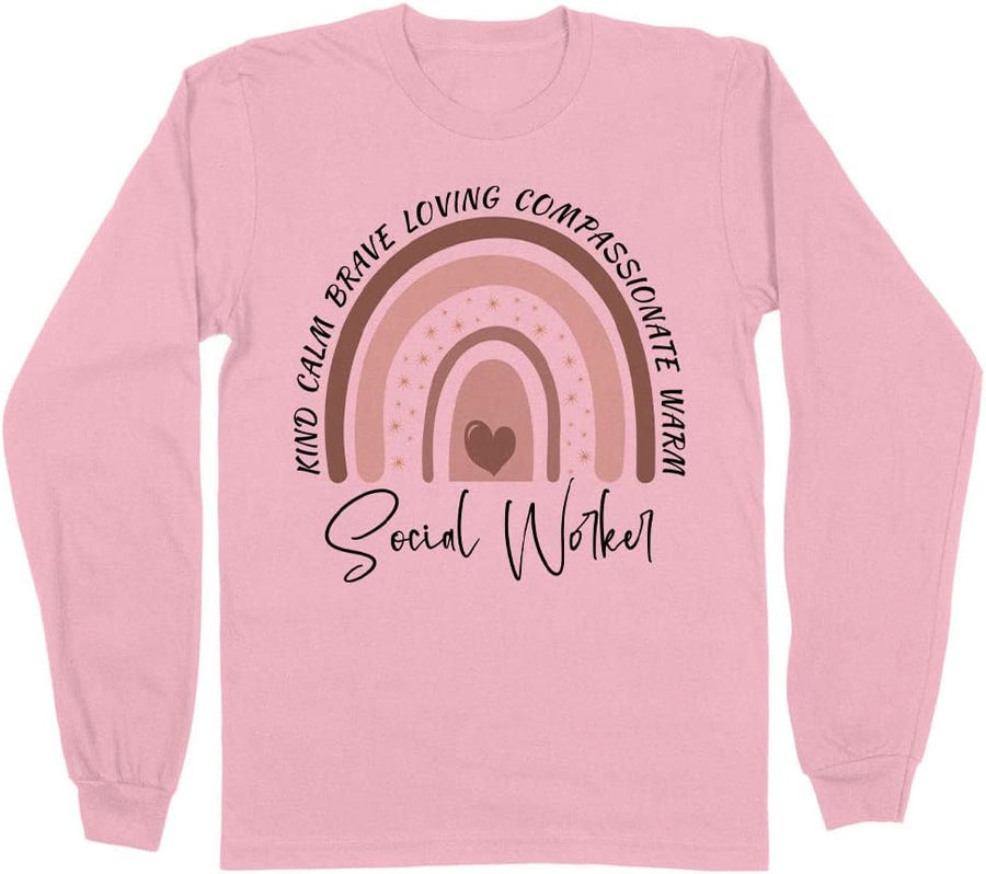 Rainbow Social Worker Long Sleeve Shirt Unisex - Pink