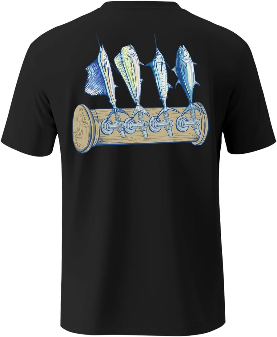 Palmyth Men's Fishing Shirt Short Sleeve T-Shirt Sun Protection UV UPF 50+ - Black \/ Tapped