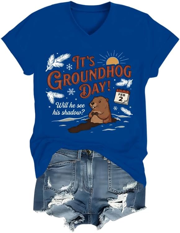 It’s Groundhog Day Shirt, Its Groundhog Day T-Shirt - V-Neck Royal Blue