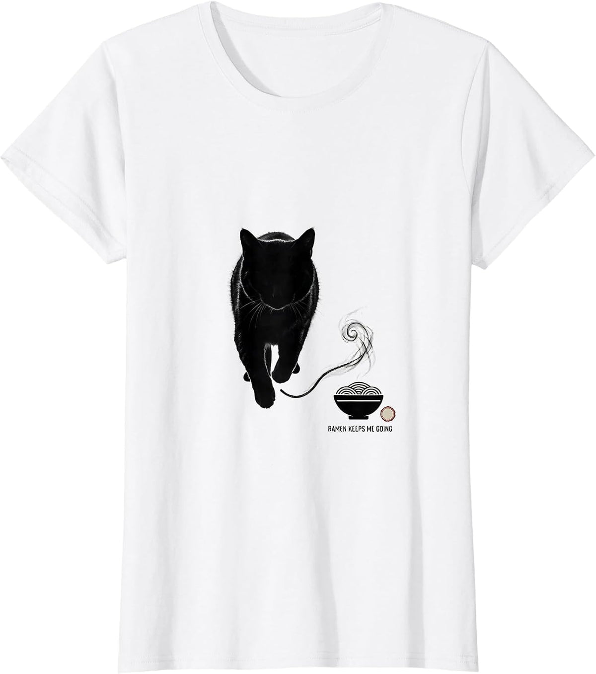 Ramen Keeps Me Going Minimalist Kawaii Cat Anime Gift T-Shirt - White