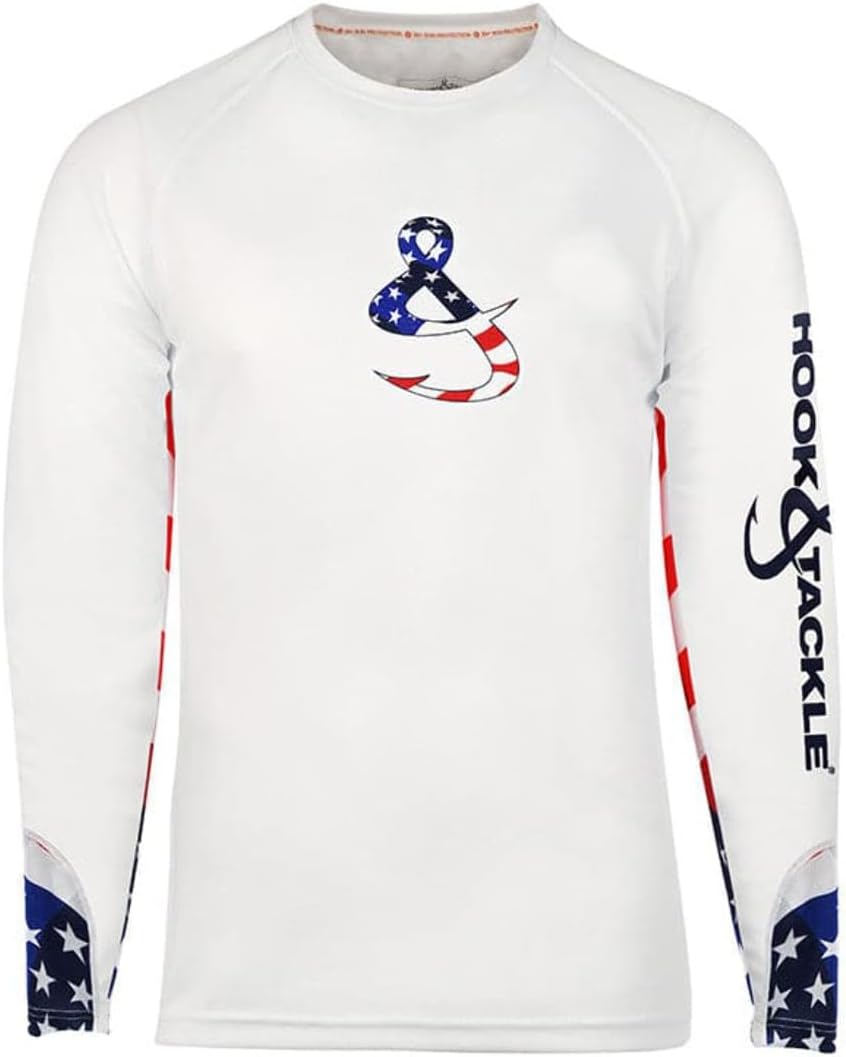 Hook & Tackle® Men’s Liberty | Long Sleeve | Vented | UV Sun Protection | Performance Fishing Shirt - White