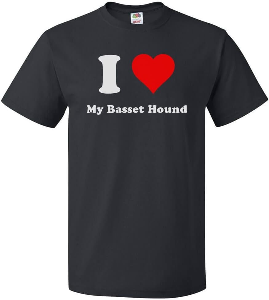 ShirtScope I Love My Basset Hound T Shirt I Heart My Basset Hound Tee - Black