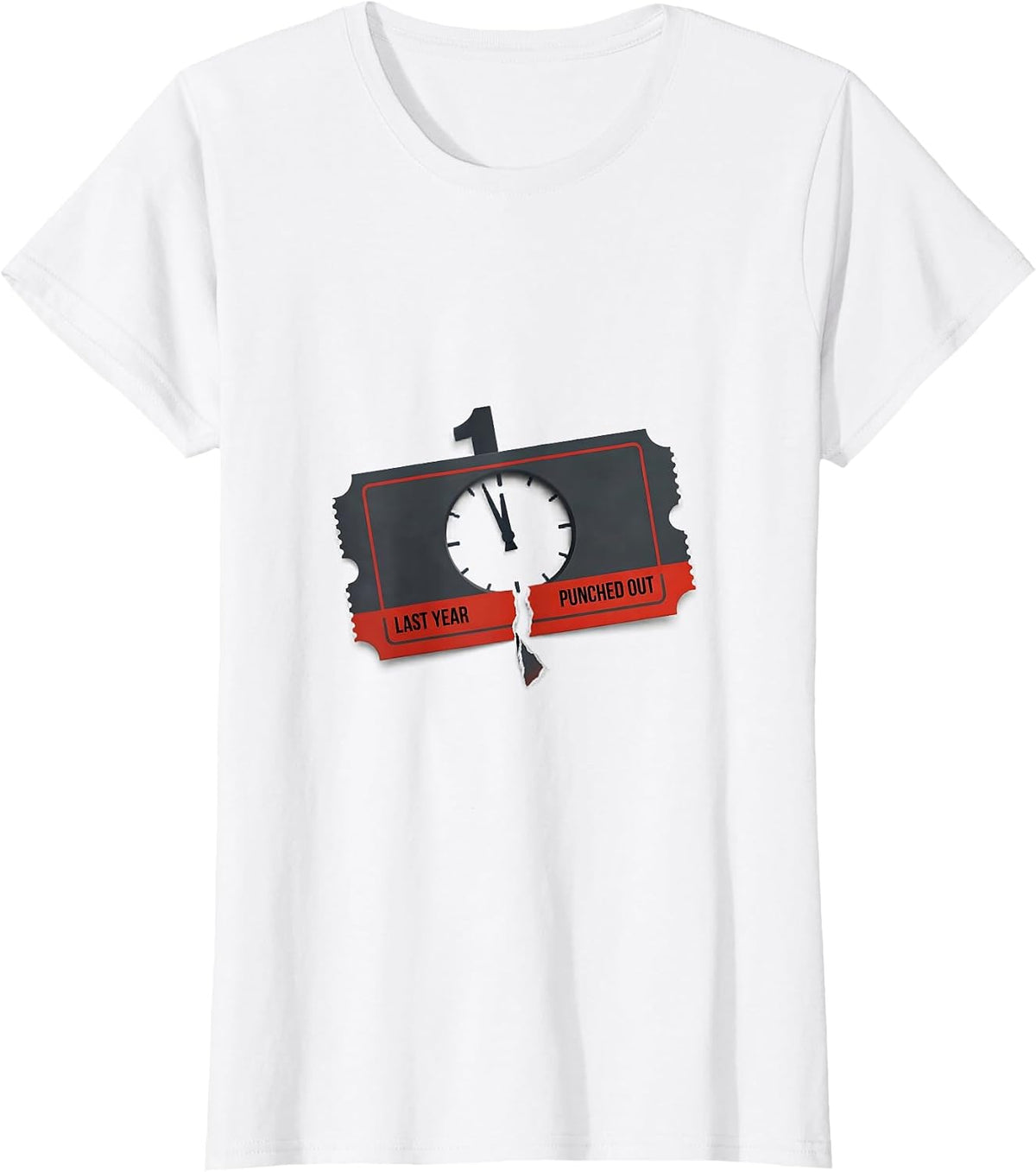 Women's Last Year, Punched Out Whimsical Party Novelty New Year Eve T-Shirt - White