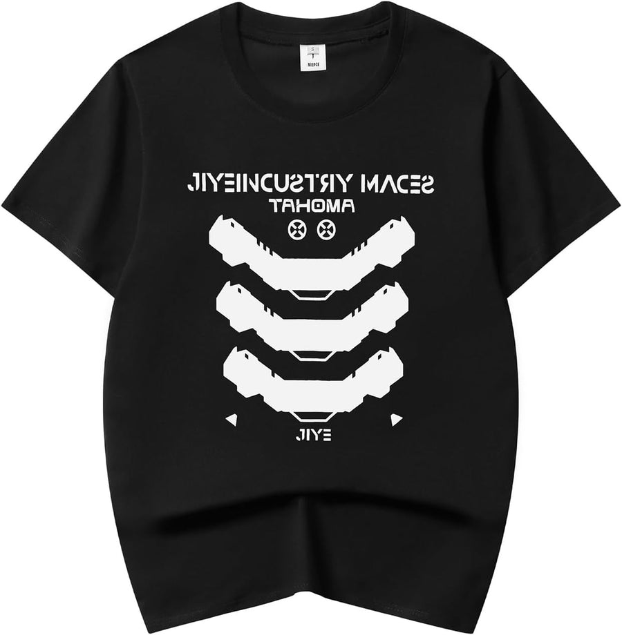 Niepce Inc Streetwear Techwear Half Sleeve Graphic Tees Men - Black-t023