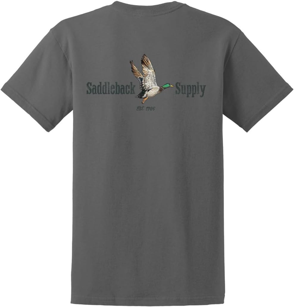 Saddleback Supply Men's Shoot 'Em Logo Heavy Cotton Hunting Tees - Charcoal \/ Shoot 'Em Logo