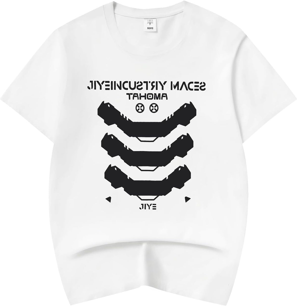 Niepce Inc Streetwear Techwear Half Sleeve Graphic Tees Men - White-t023