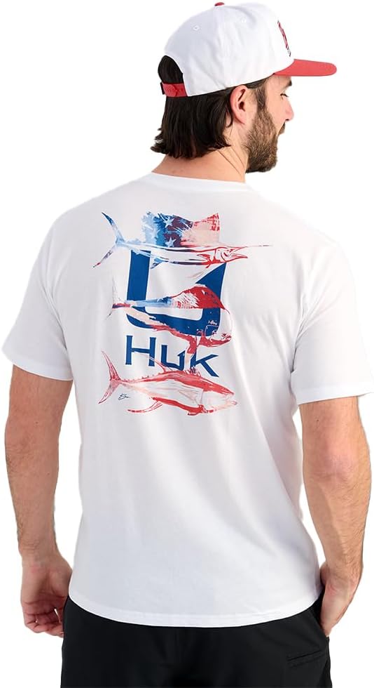 HUK Men's Kc Scott Short Sleeve Performance Tee, Fishing T-Shirt for Men - Southern Slam - White
