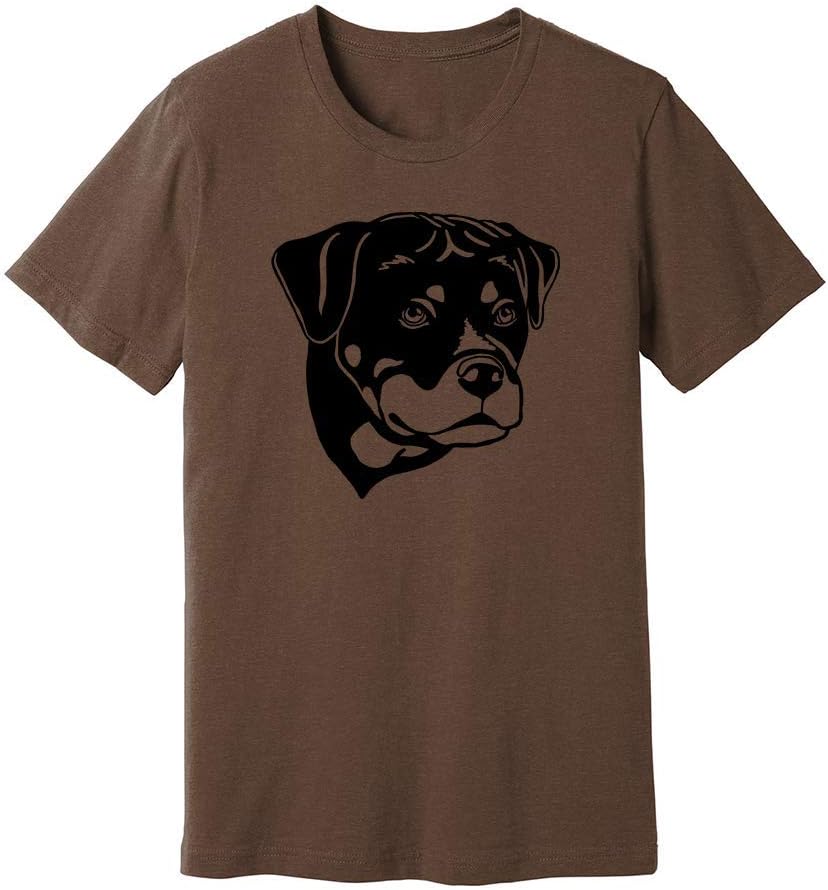 Dogline Unisex Rottweiler Dog Lovers Graphic Tee Shirt - Heather Brown