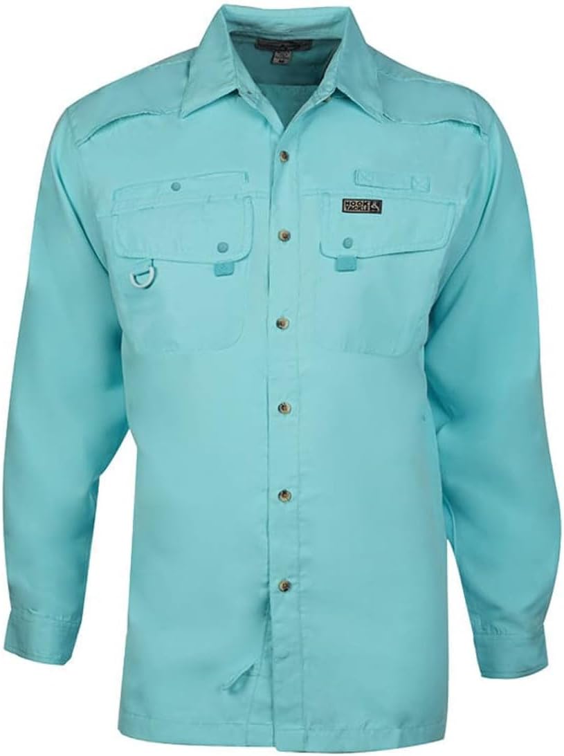 Hook & Tackle® Men's Seacliff 2.0 | Long Sleeve | Vented | UV Sun Protection | Performance Fishing Shirt - Turquesa
