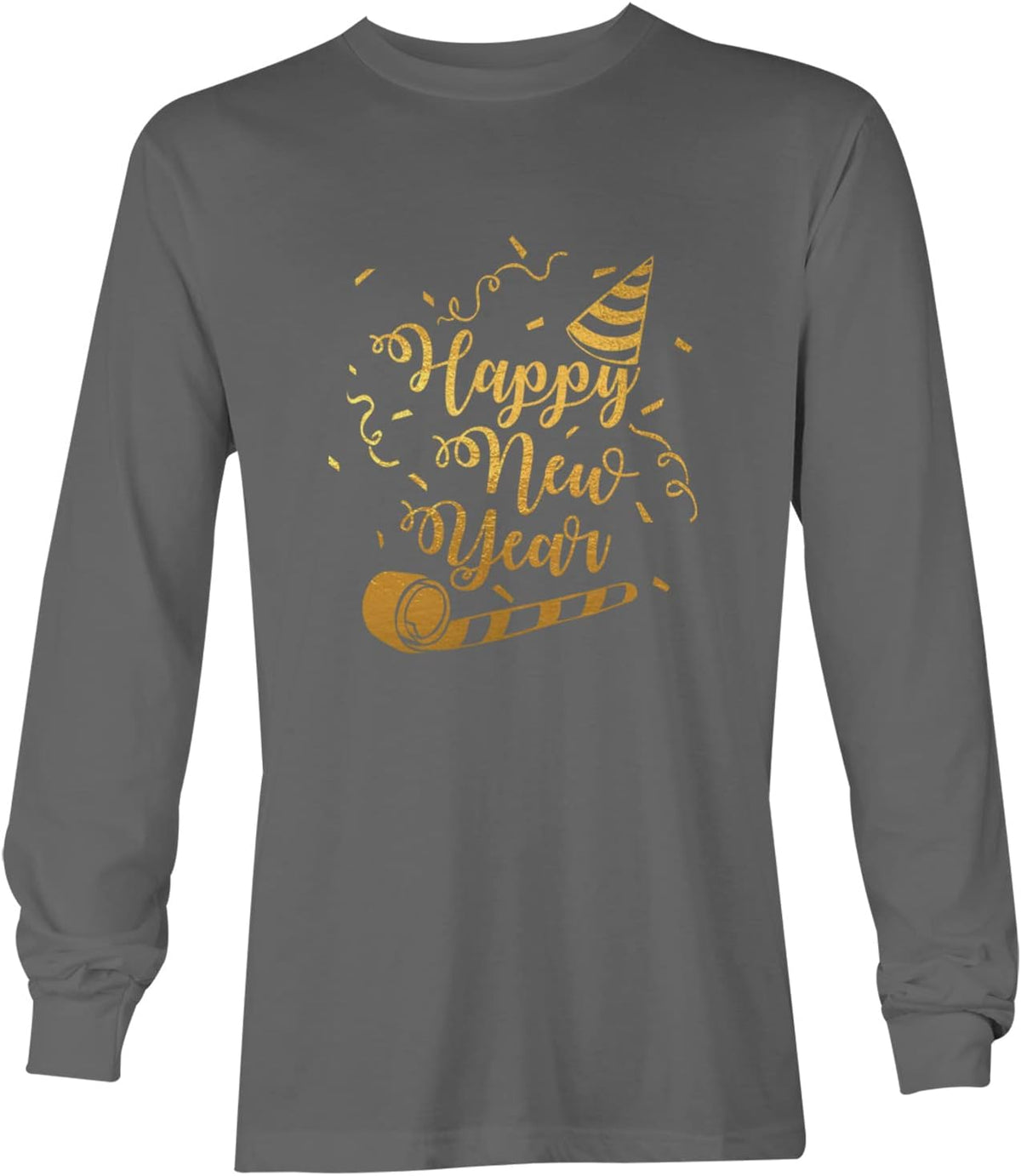 Tcombo Happy New Year - Gold Foil Celebrate Unisex Long Sleeve Shirt - Charcoal
