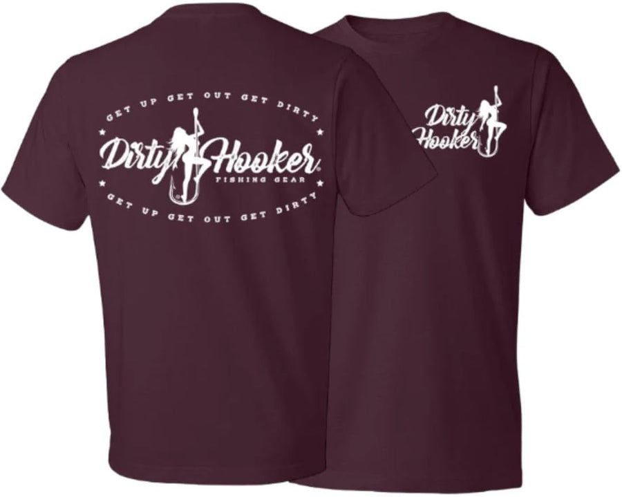 Dirty Hooker Short Sleeve Tee with Vintage Logo - Men's Fishing Shirts - Cotton T-Shirt with Graphic for Men and Women -