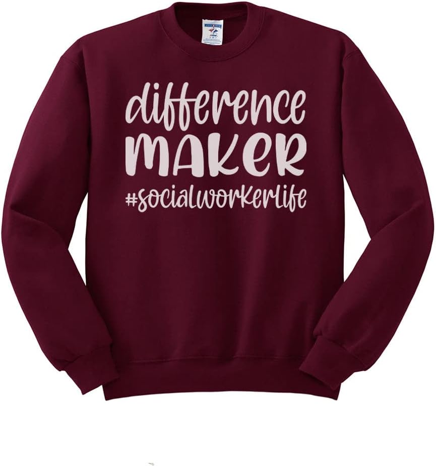 Difference Maker Social Worker Sweatshirt Unisex - Maroon