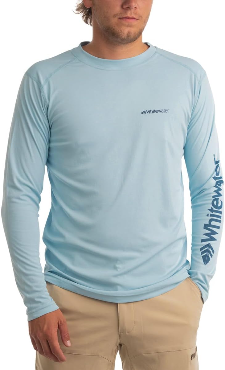Whitewater Fishing Lightweight Long Sleeve Tech Shirt with UPF Protection - Skyline