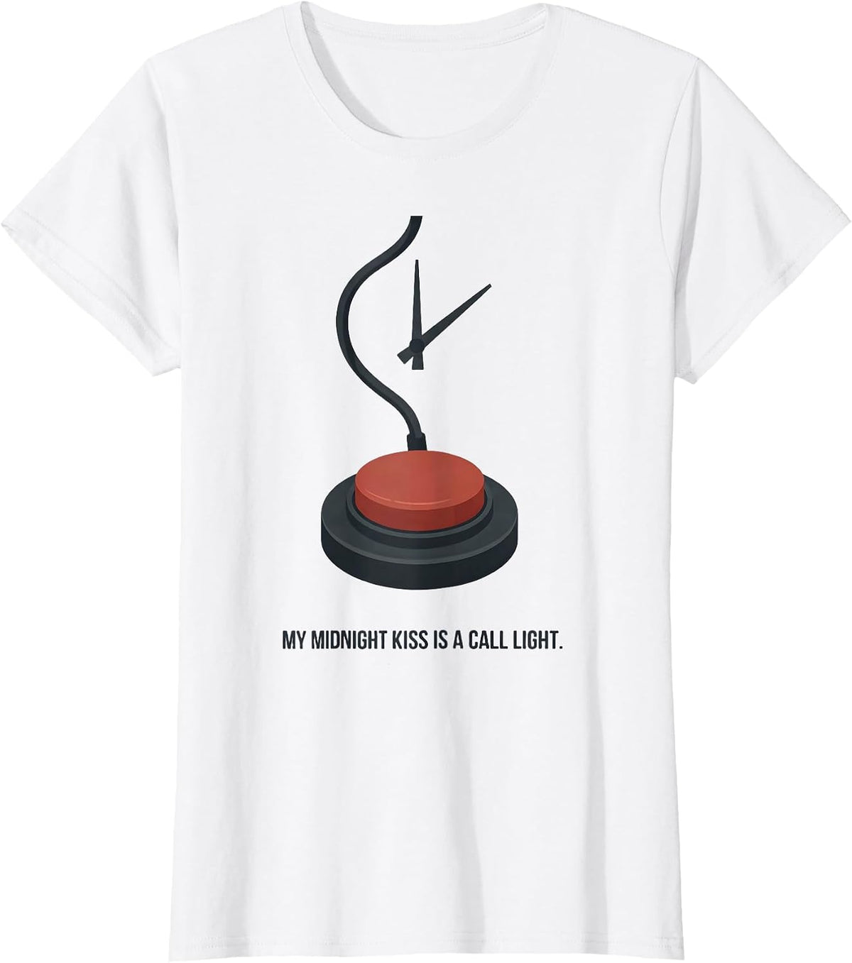 Women's My Midnight Kiss Is A Call Light Funny Nurse Crew New Year T-Shirt - White