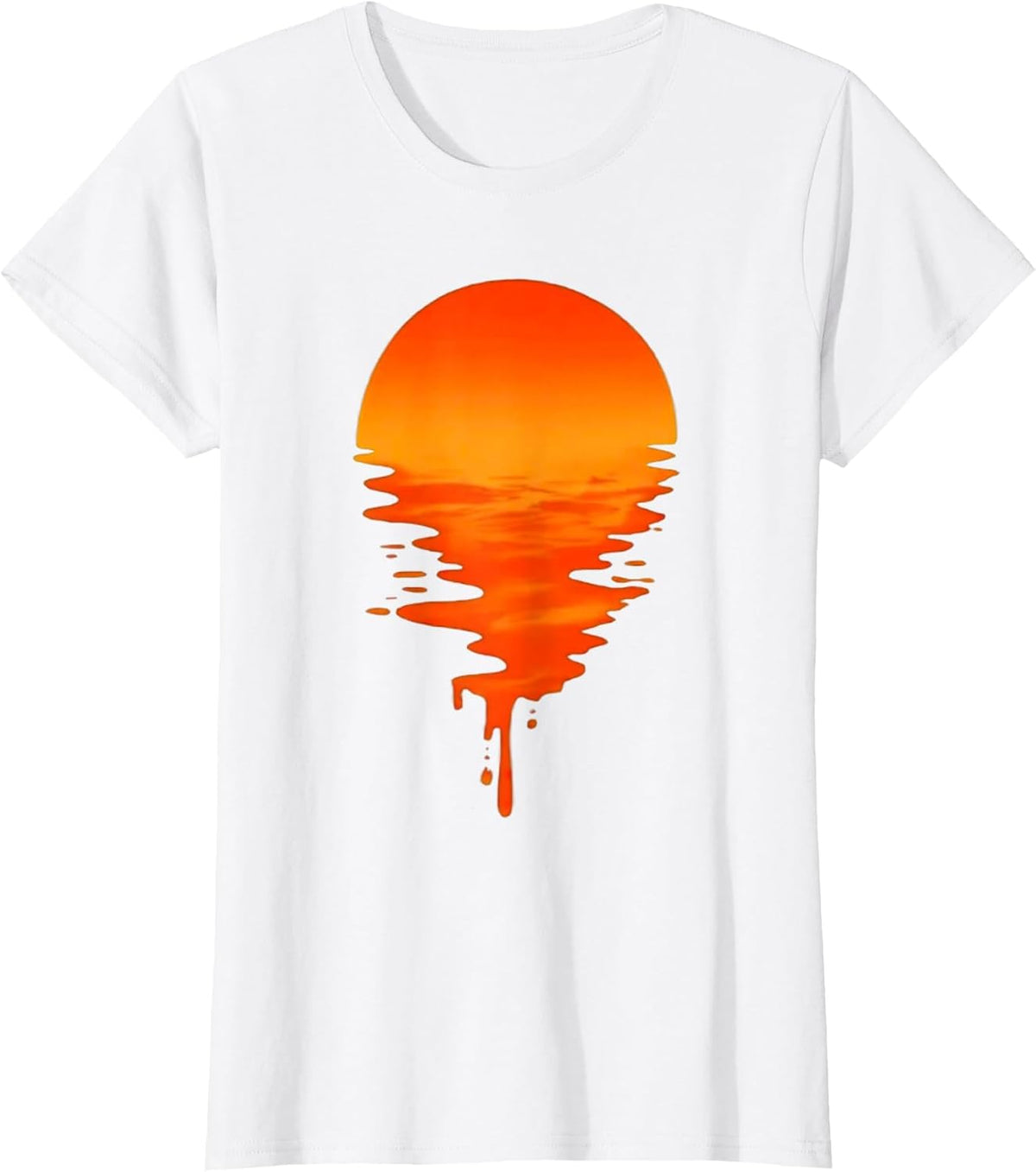 Sunset Drip Heat Meets Style in Retro Waves Design T-Shirt - White