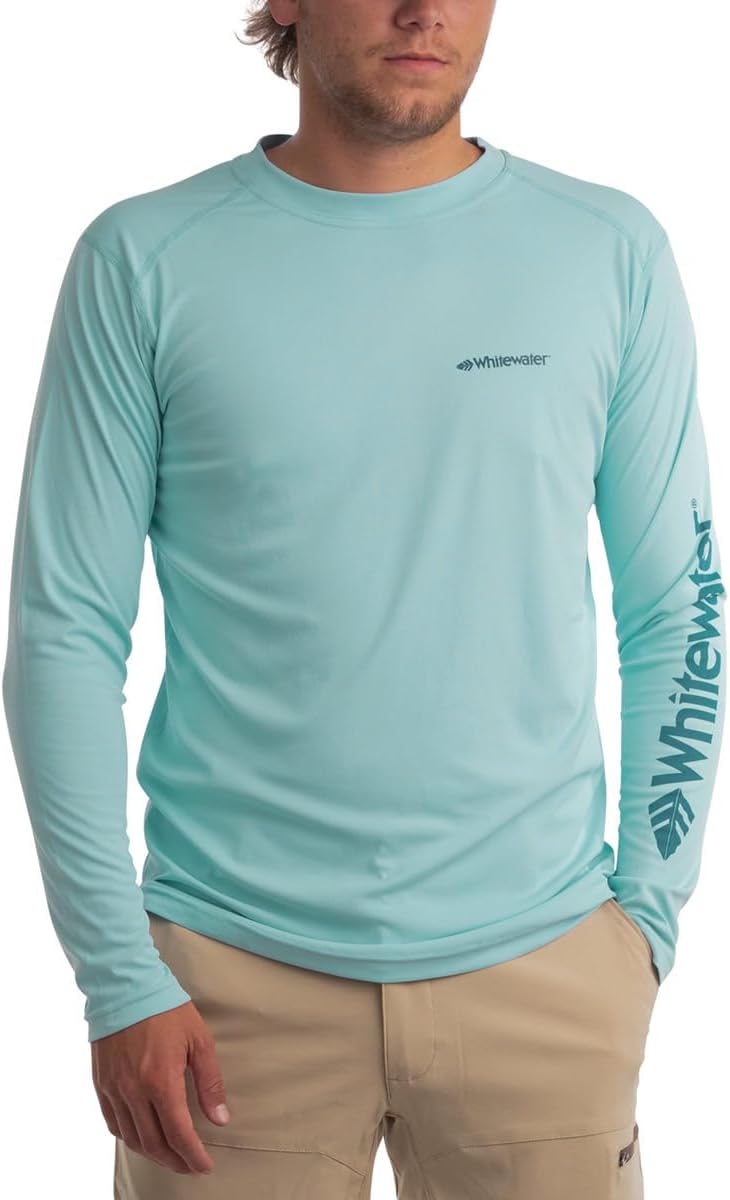 Whitewater Fishing Lightweight Long Sleeve Tech Shirt with UPF Protection - Lagoon