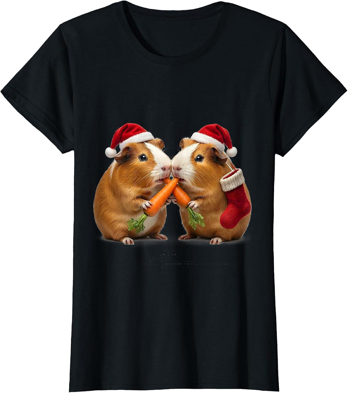 Guinea Pig Santa Hat Christmas Pet Lover Humor T-Shirt - Black