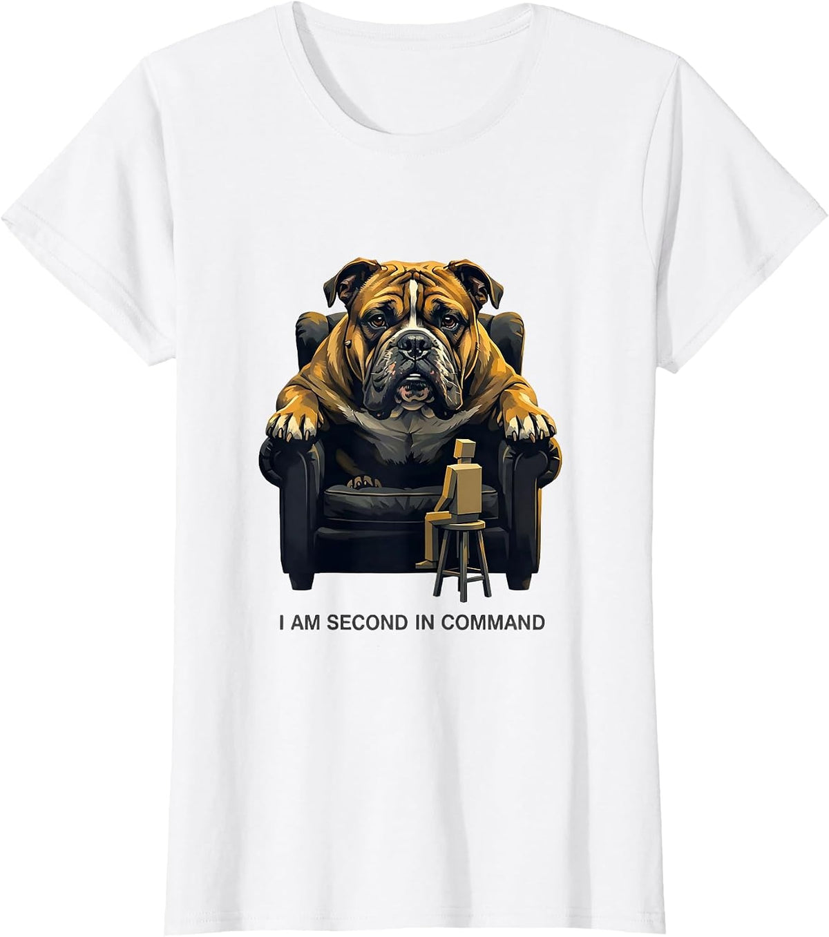 Women's I Am Second In Command Funny Pitbull Dog Mom Humor T-Shirt - White