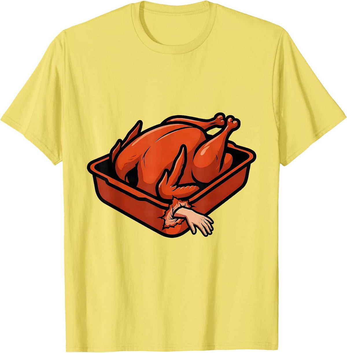 Men's Roast Turkey Torn Skin Thanksgiving Humor Matching Group T-Shirt - Lemon Yellow