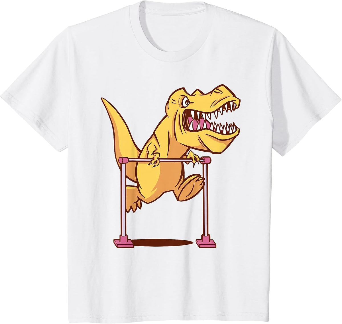 Dinosaur Gymnastics Bar Sports for Men Women Children T-Shirt - White