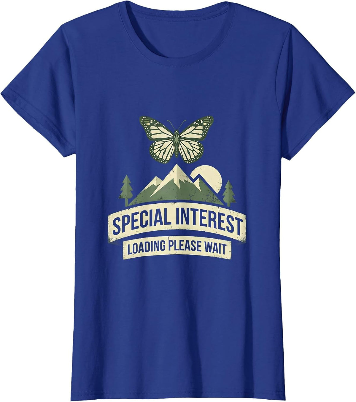 Women's Special Interest Loading Please Wait Autism Design T-Shirt - Royal Blue