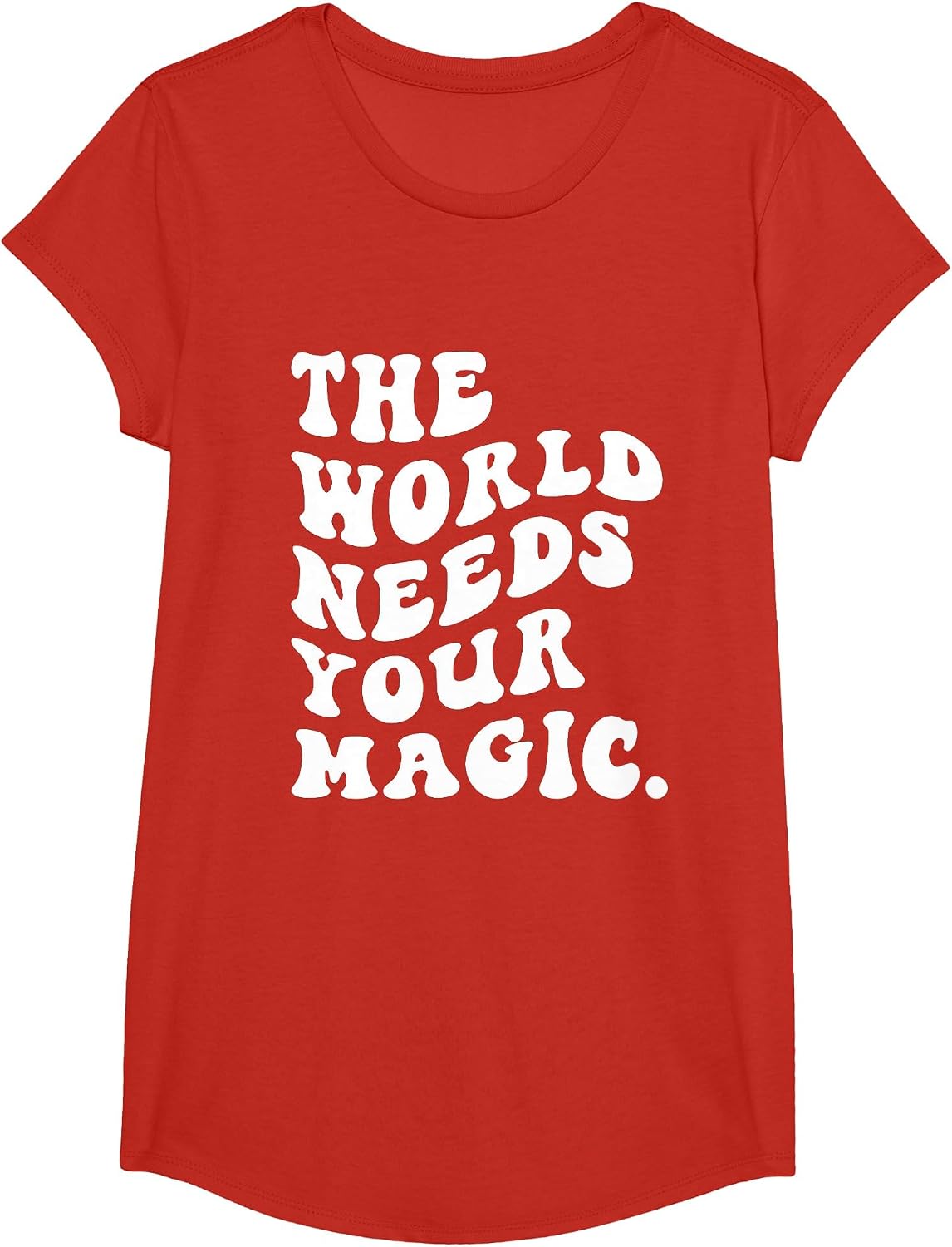 The World Needs Your Magical Motivational Retro T-Shirt - Girls Red
