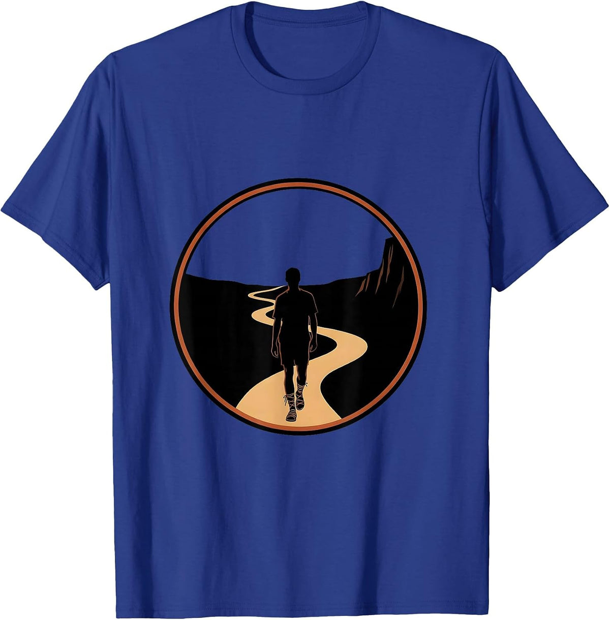 Men's Sandal Hiker Winding Cliff Path Adventure Graphic T-Shirt - Royal Blue