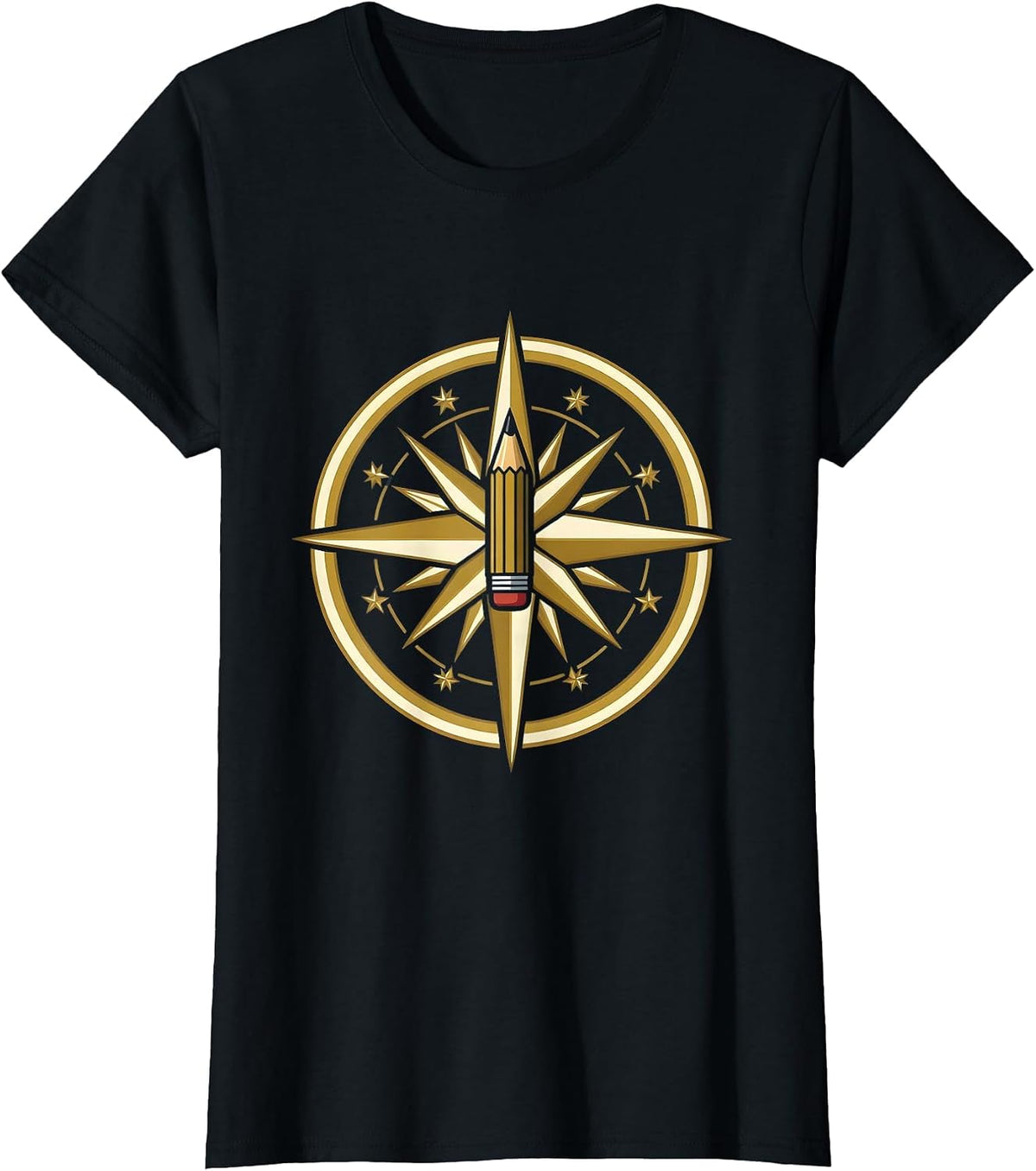 SPED Teacher Compass Rose Pencil North Arrow Design T-Shirt - Black