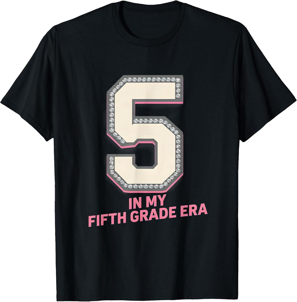 Men's In My Fifth Grade Era Sparkle Varsity Back To School Groovy T-Shirt - Black