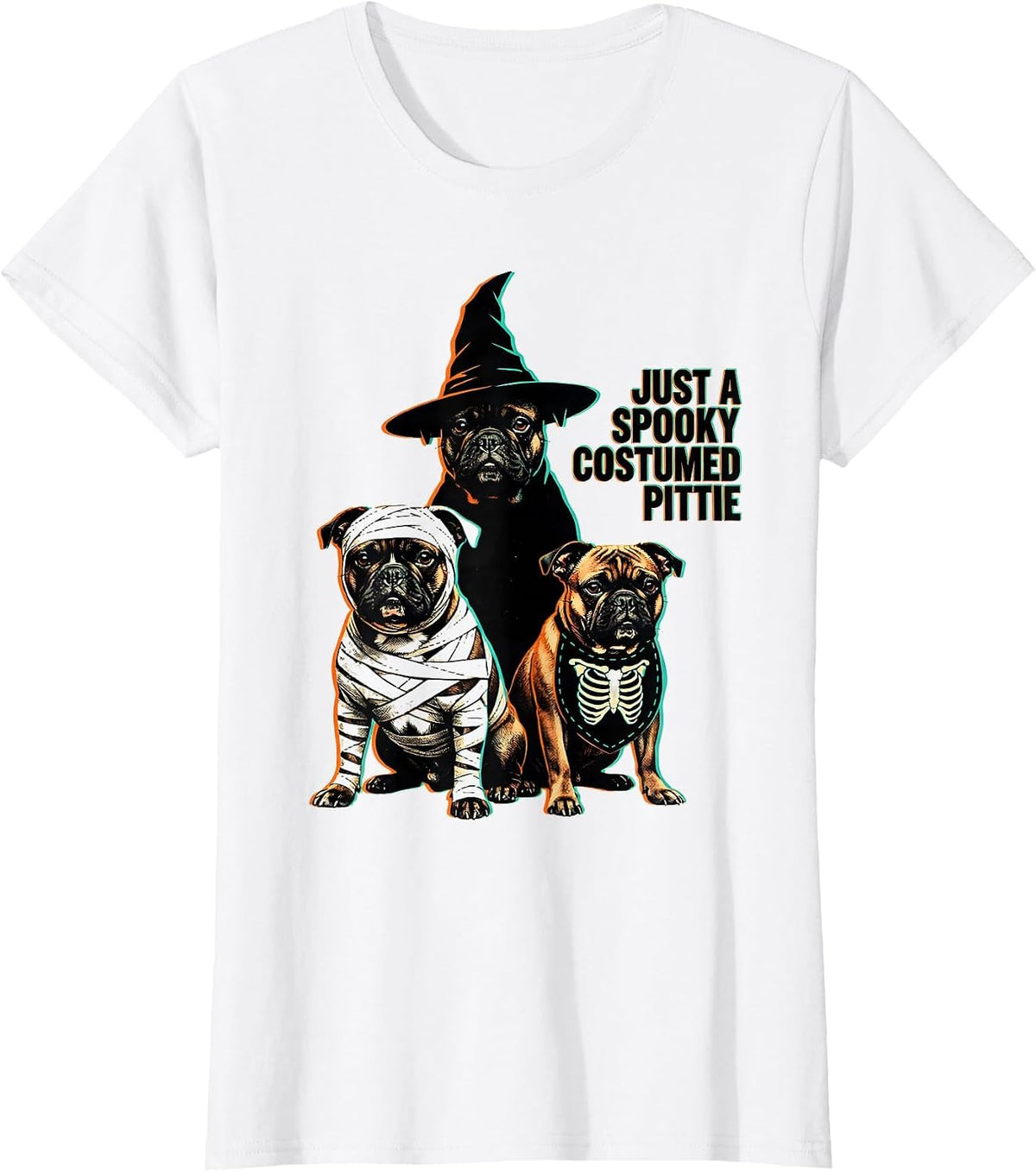 Just A Spooky Costumed Pittie Funny Halloween Pitbull Owner T-Shirt - White
