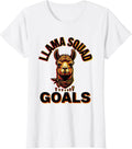 Women's Llama Squad Goals Funny Llama Lover Group Novelty T-Shirt - White