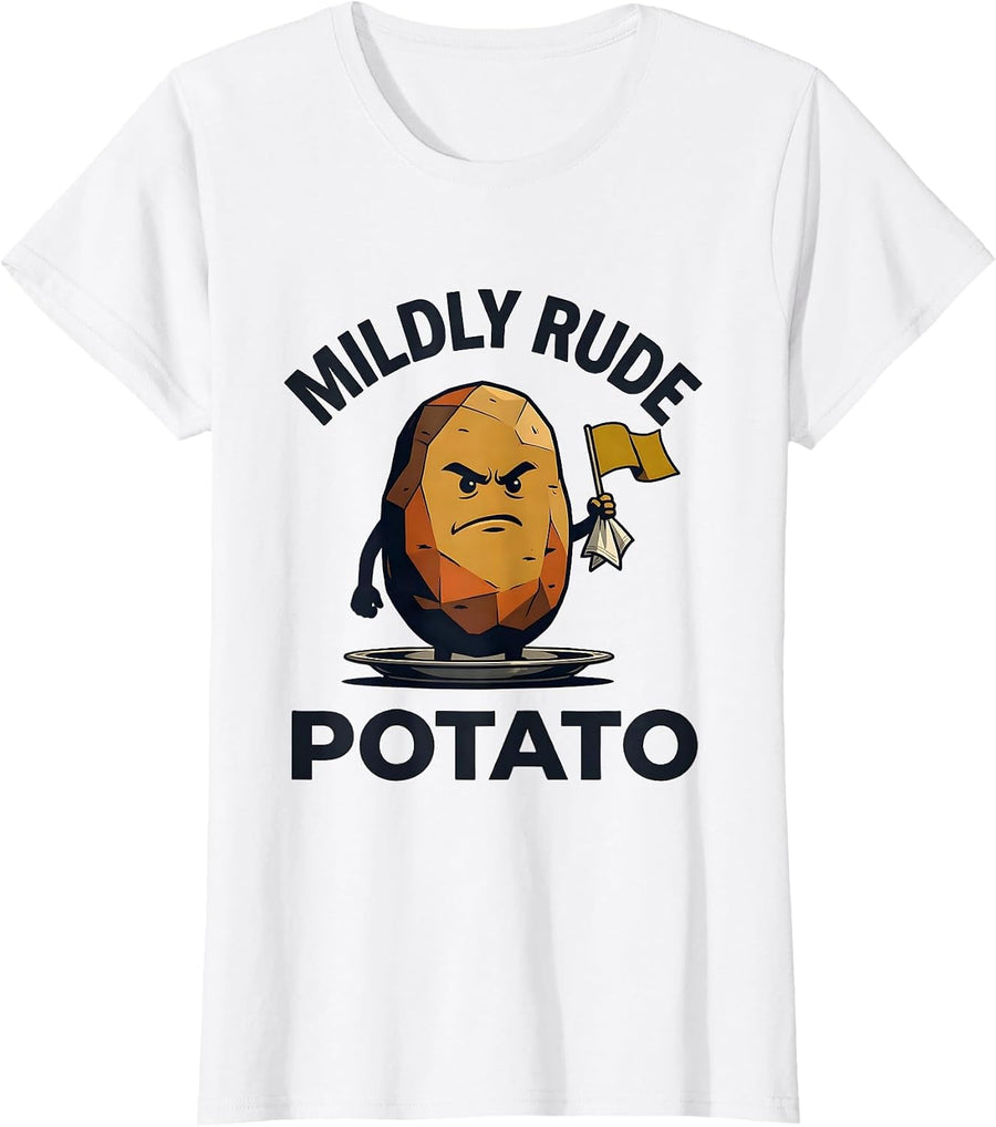 Women's Mildly Rude Potato Funny Couples Thanksgiving Matching T-Shirt - White