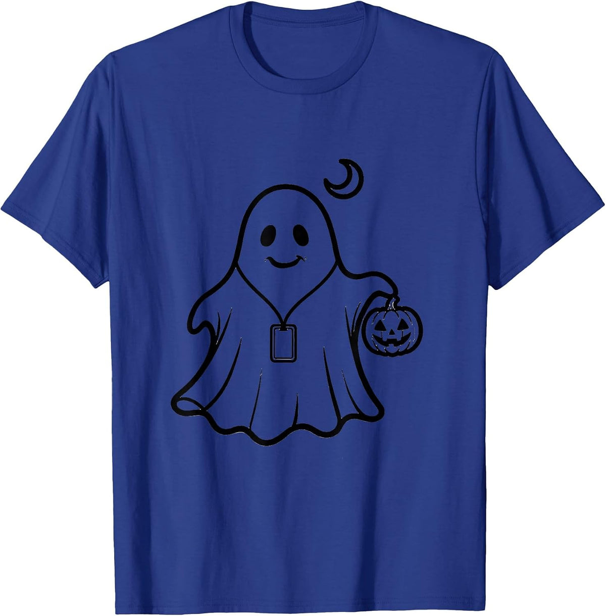 Rounded Ghost Halloween School Counselor Mental Health T-Shirt - Royal Blue